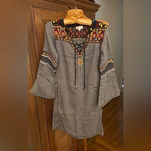 LUV2LUV Embroidered Cotton Tunic Top, S